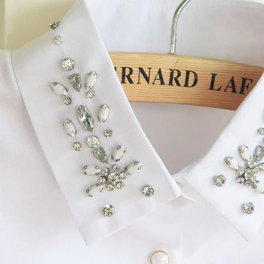 Chiffon Rhinestone Fake Collar Shirt Women's Shawl
