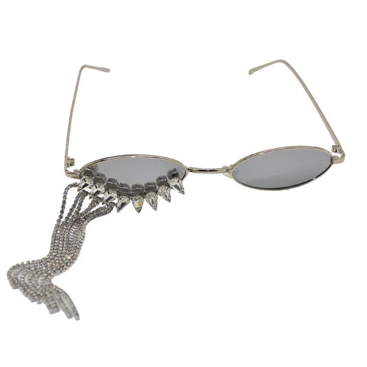 Korean-style Luxury Glamorous Rhinestone-tasseled Sunglasses With A Niche Designer-inspired Look